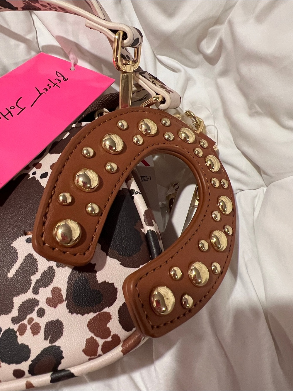 Betsy Johnson cow print bag with horseshoe MSRP $88 - Picture 2 of 6